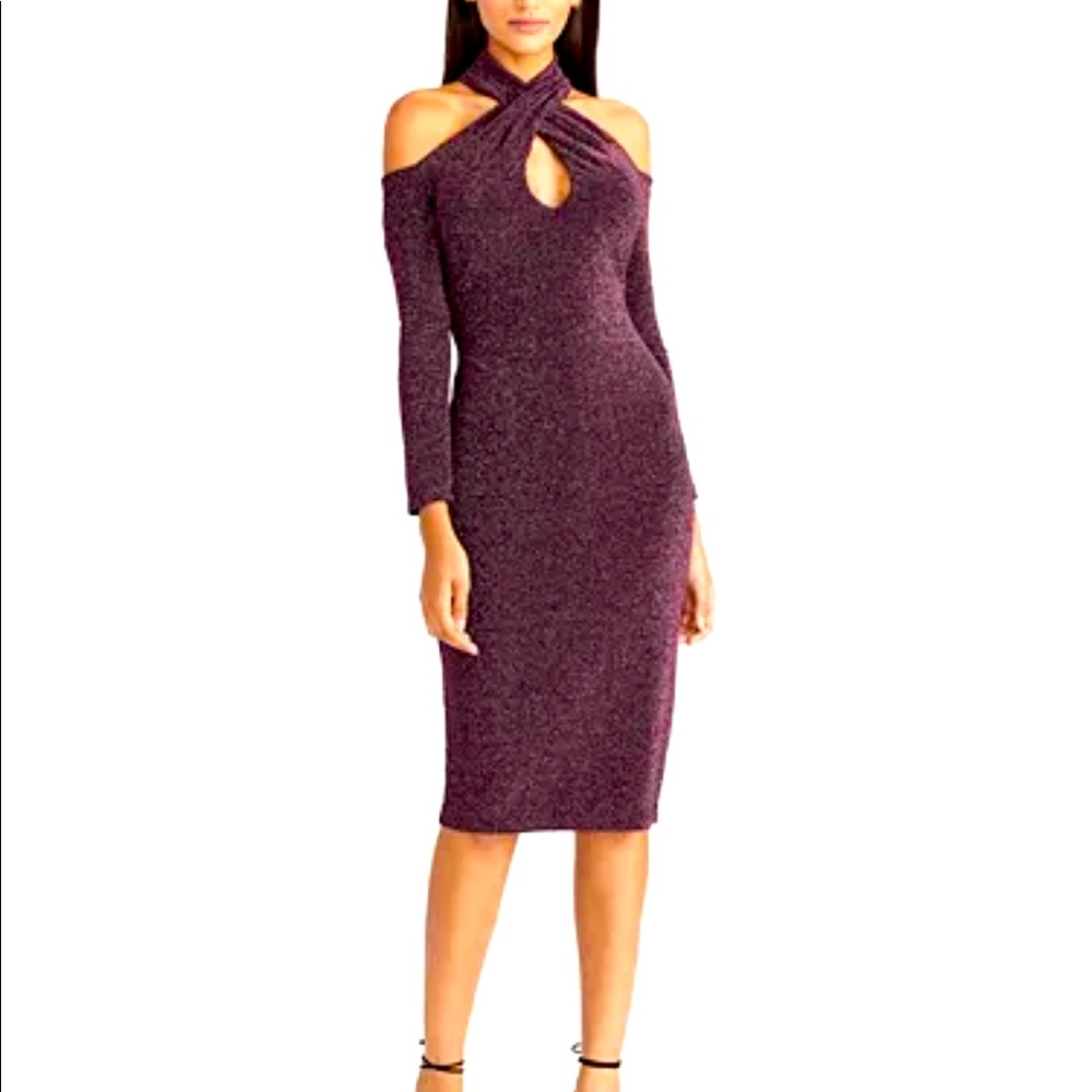 Midi halter illusion/cold shoulders dress